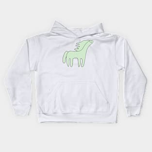 Cute Silly Simple Minimalist Pastel Green Horse Small Icon Kids Hoodie